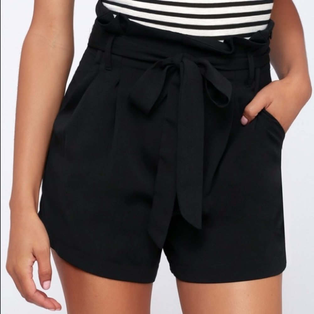 High waisted paper bag shorts